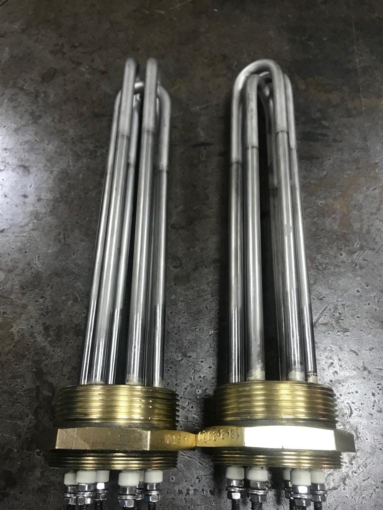 Screw-plug immersion heaters with brass threaded plugs manufactured in Dubai