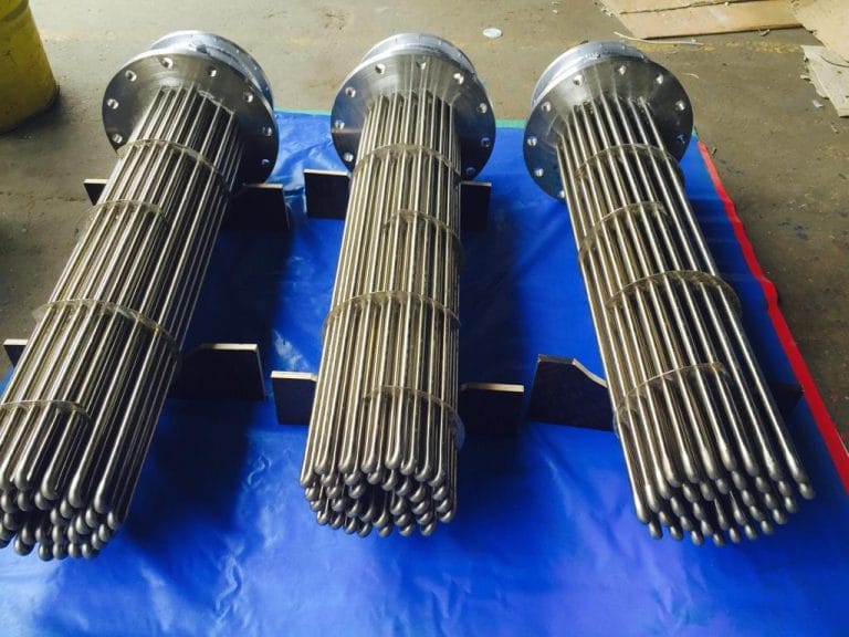 Flange immersion heating elements on the workshop floor