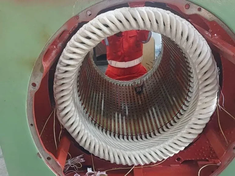 Stator windings ready for testing