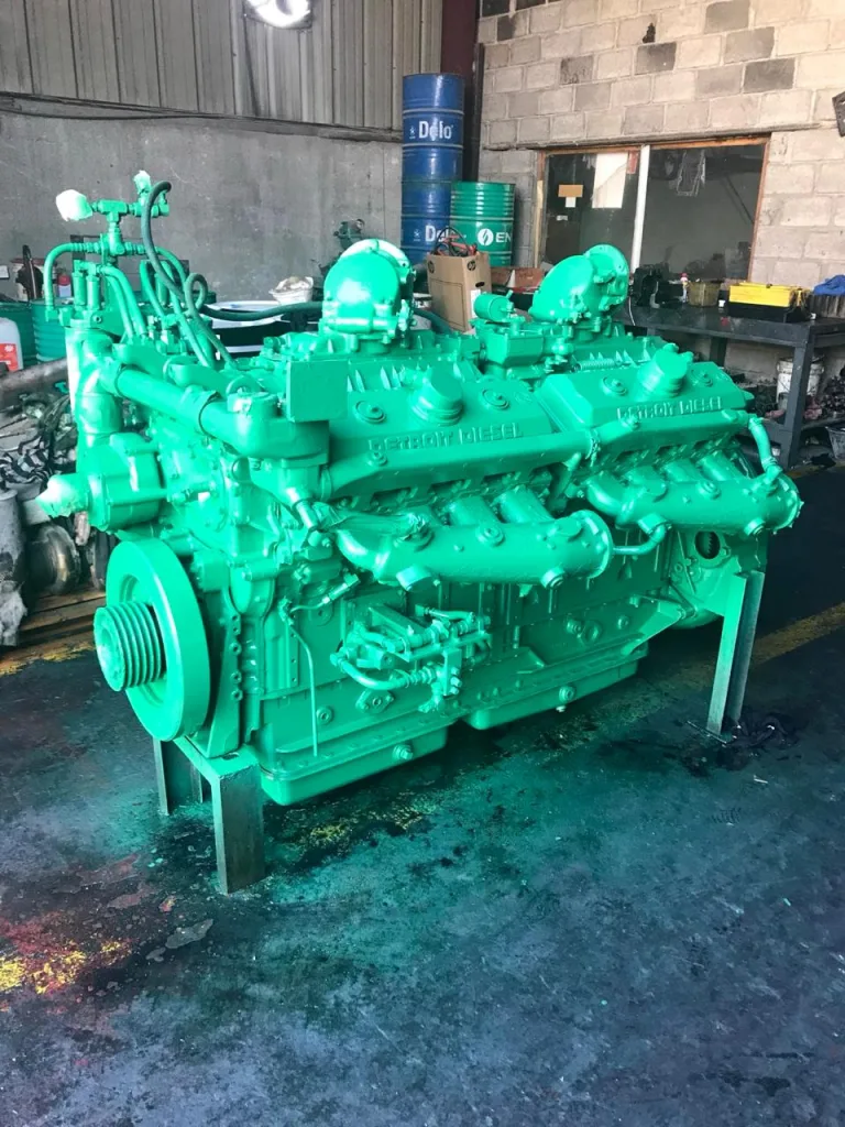 Overhauled marine engine painted and ready