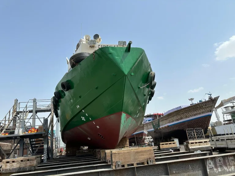 Vessel on the slipway at the dry dock