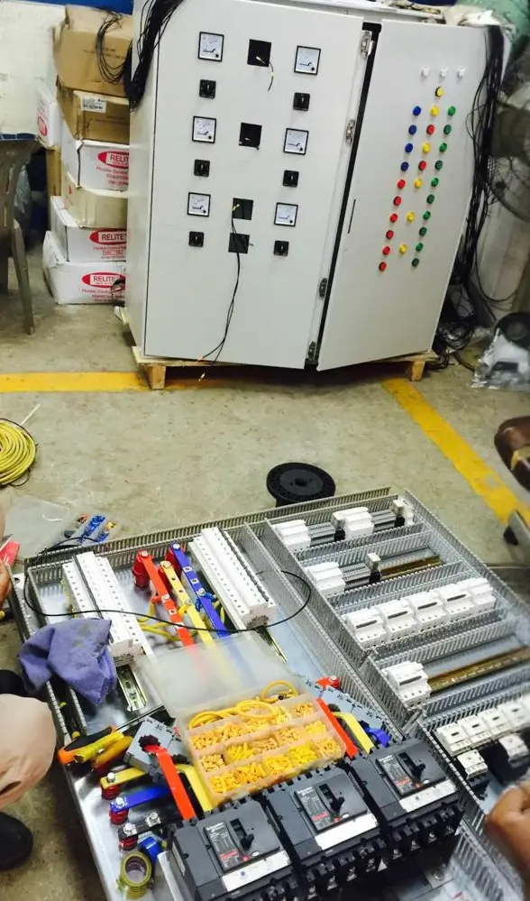 Control panel enclosure with wiring components