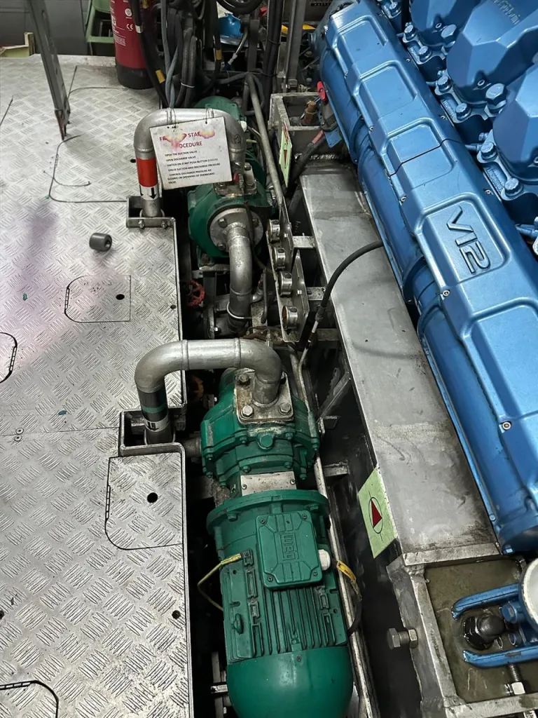 Engine room pumps and pipework