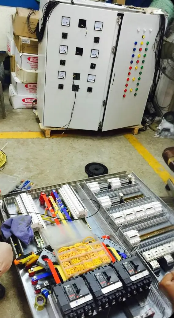 Control panel enclosure and components ready for assembly
