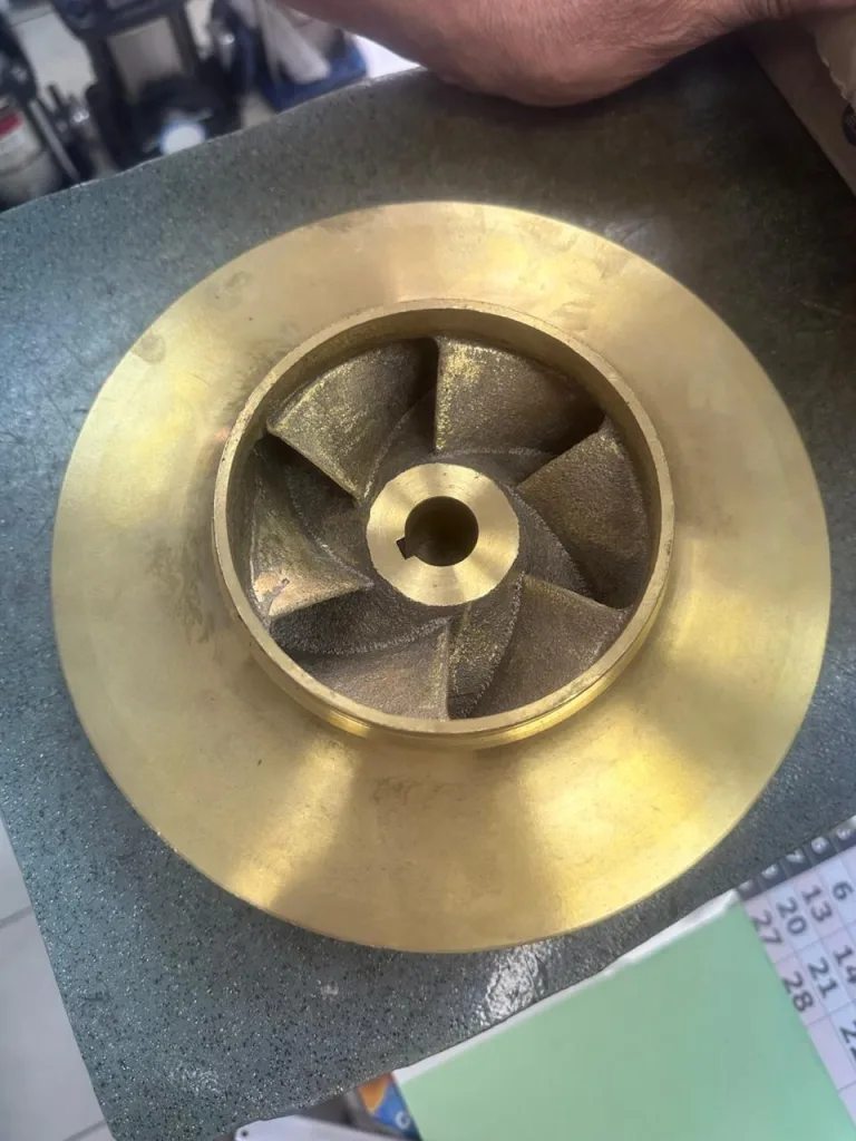 Bronze pump impeller made in our Dubai machine shop