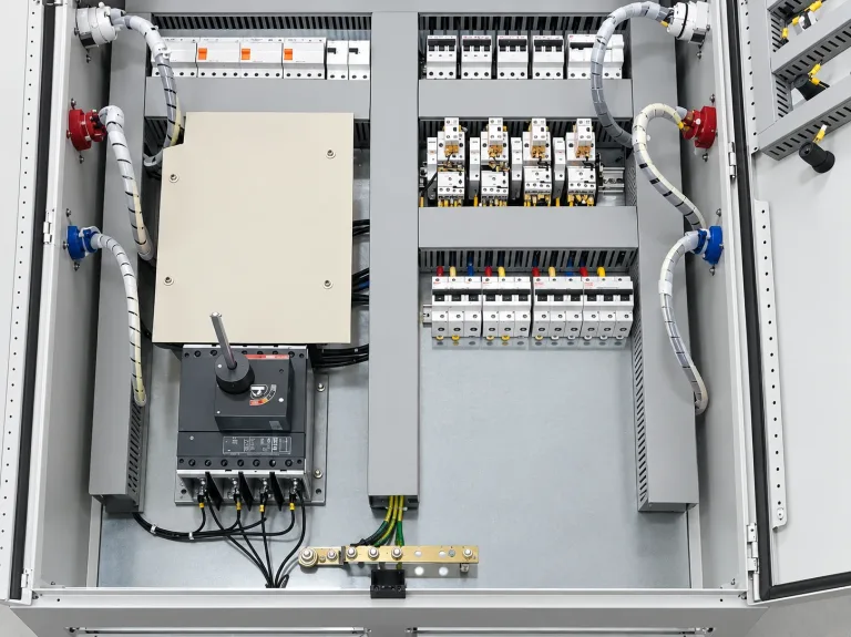 Electrical panel interior during assembly