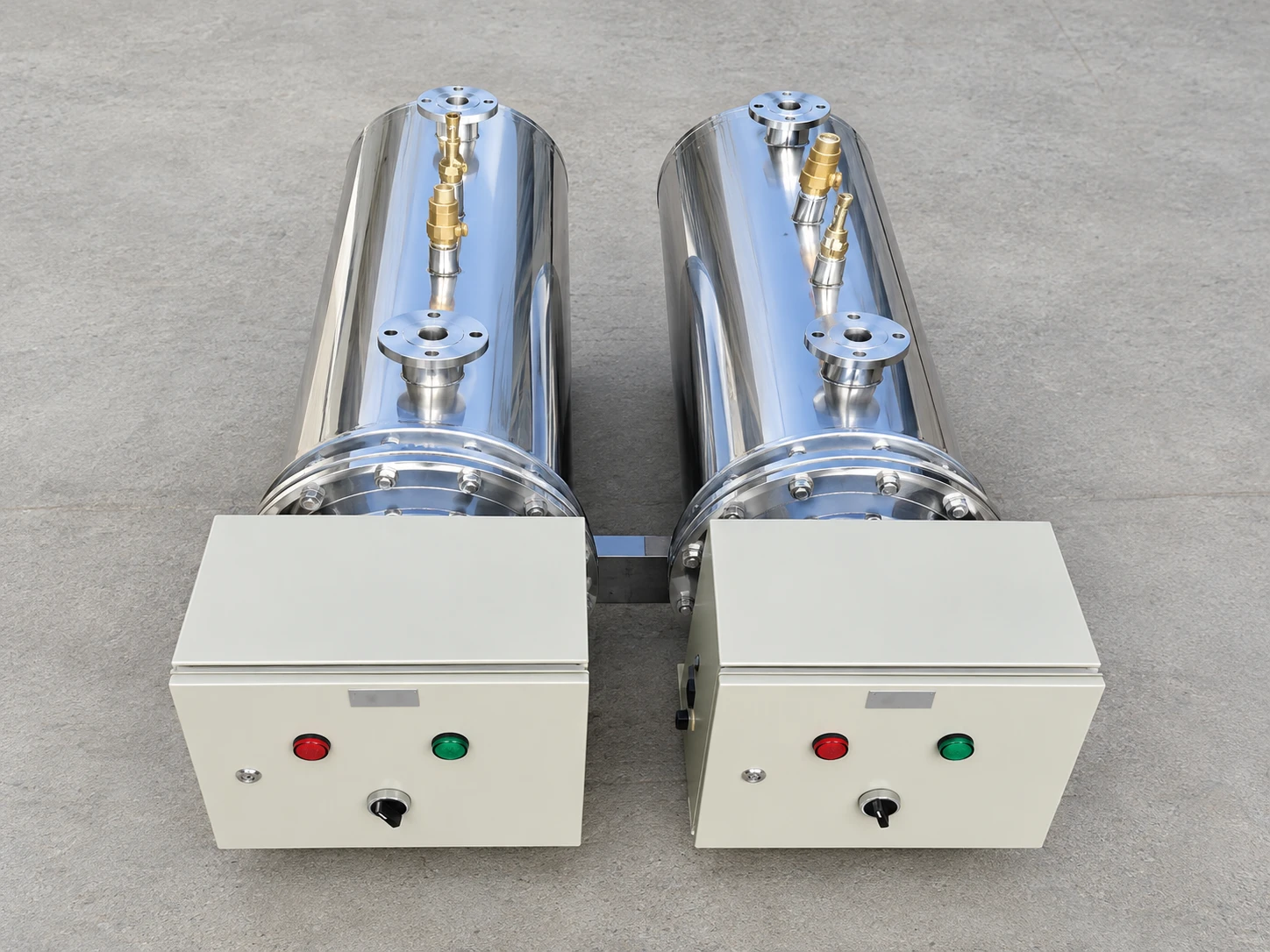 Two inline circulation heaters with their control panels, manufactured in Dubai Two inline circulation heaters with their control panels, manufactured in Dubai