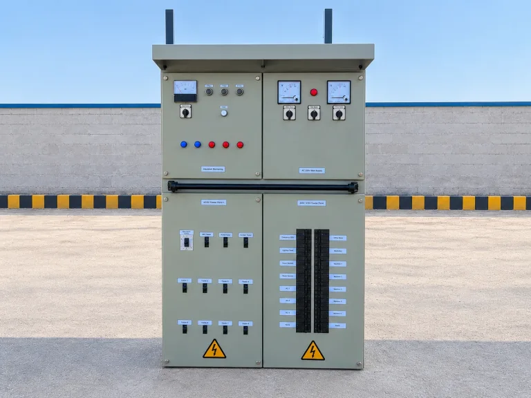 Main switchboard with insulation monitoring, AC 220V main supply and feeder panels, built in the AME workshop